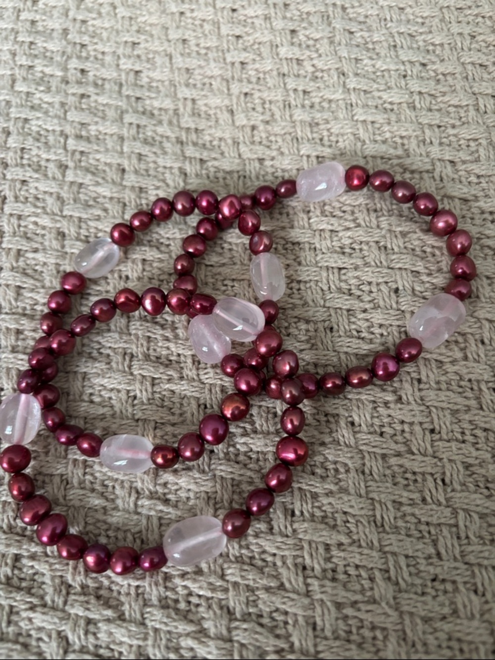 Honora Burgundy Pearl & Pink Bead Stretch Bracelet Set